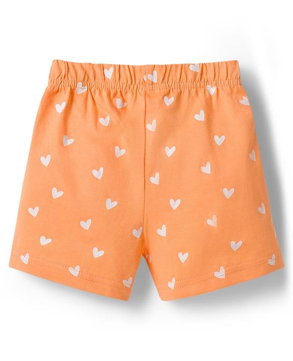 Babyhug Disney Single Jersey Knit Half Sleeves T-Shirt & Shorts Night Suit With Marie Graphics - Orange