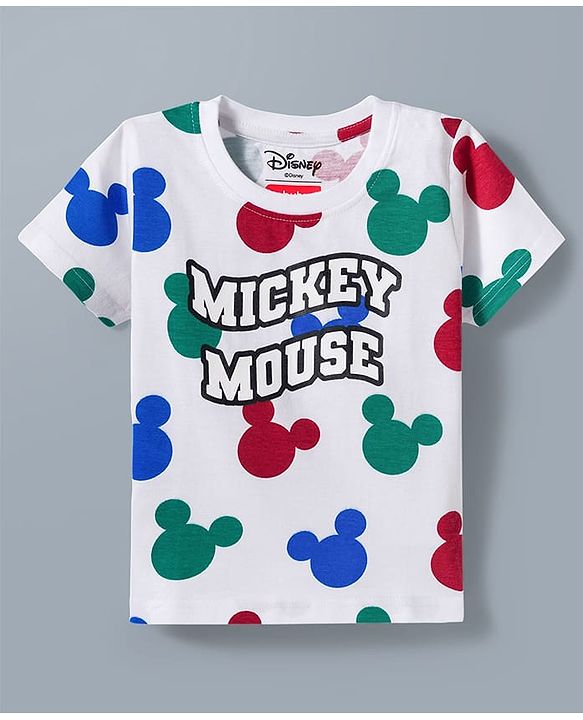 Babyhug Disney Single Jersey Knit Half Sleeves T-Shirt & Shorts Night Suit With Mickey Mouse Graphics Pack of 2 - Multicolor