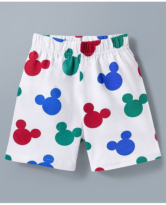 Babyhug Disney Single Jersey Knit Half Sleeves T-Shirt & Shorts Night Suit With Mickey Mouse Graphics Pack of 2 - Multicolor
