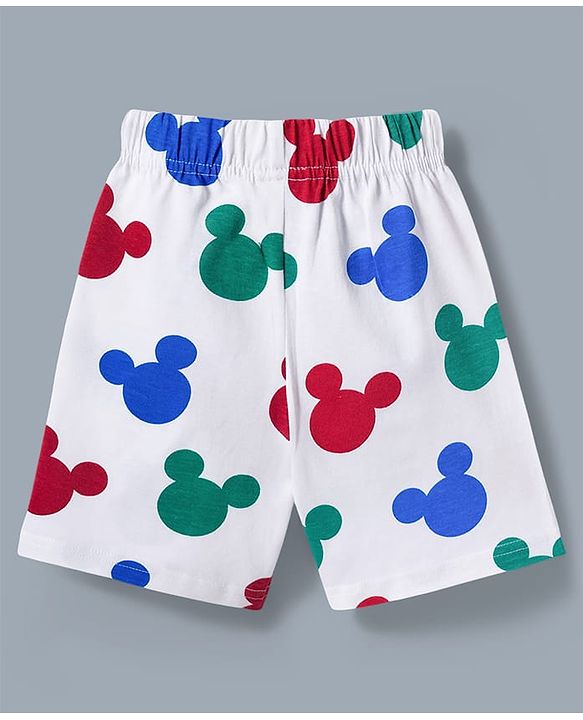 Babyhug Disney Single Jersey Knit Half Sleeves T-Shirt & Shorts Night Suit With Mickey Mouse Graphics Pack of 2 - Multicolor