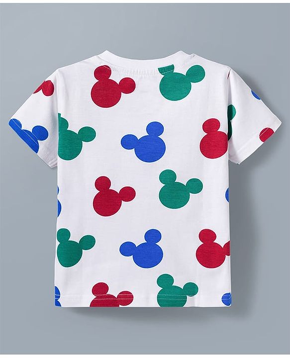 Babyhug Disney Single Jersey Knit Half Sleeves T-Shirt & Shorts Night Suit With Mickey Mouse Graphics Pack of 2 - Multicolor