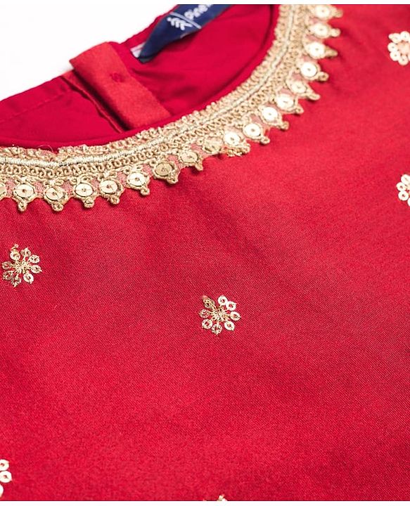 Pine Kids Woven Half Sleeves Floral Embroidered & Printed Lehenga & Choli Set With Dupatta - Rust Orange