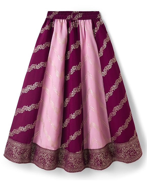 Pine Kids Woven Half Sleeves Choli Lagenga Dupattta Set with Floral Foil Print &  Sequinned Embroidery - Pink