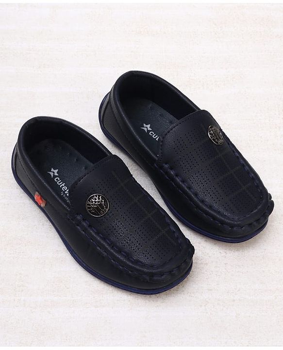 Cute Walk by Babyhug Slip On Formal & Party Wear Shoes With Applique - Navy Blue