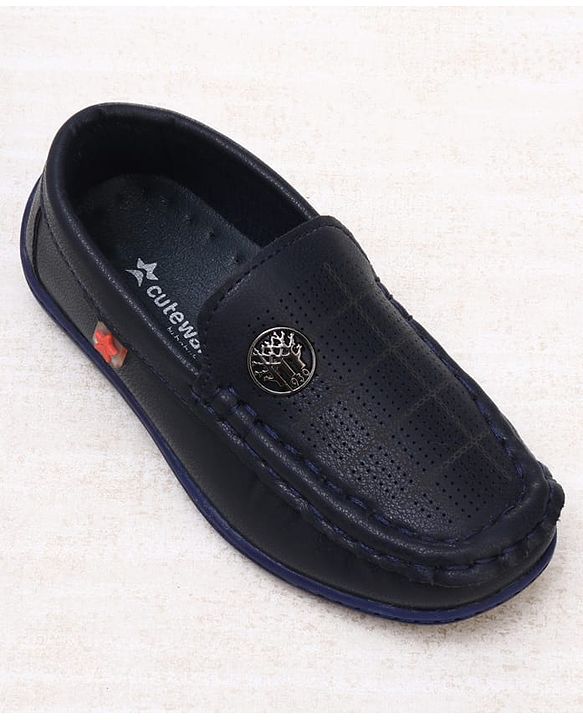 Cute Walk by Babyhug Slip On Formal & Party Wear Shoes With Applique - Navy Blue