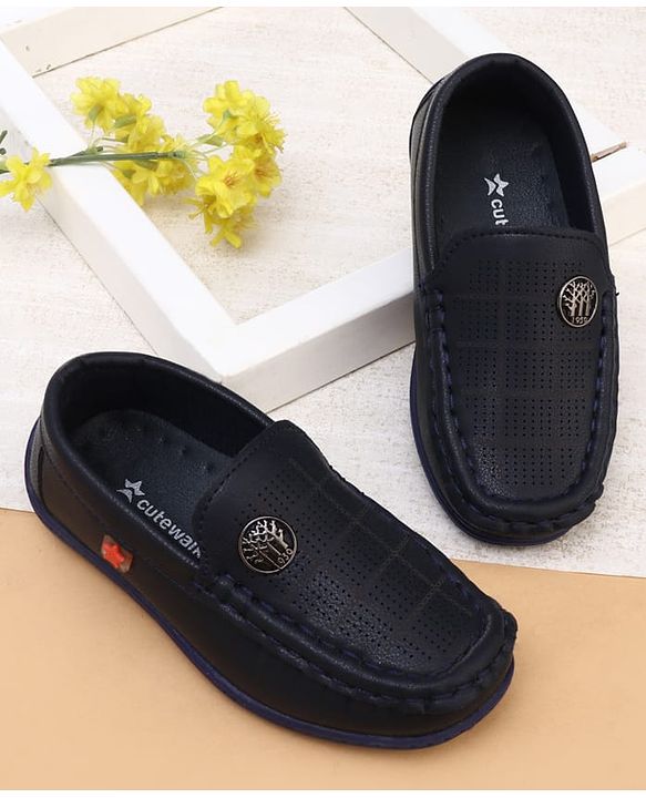 Cute Walk by Babyhug Slip On Formal & Party Wear Shoes With Applique - Navy Blue