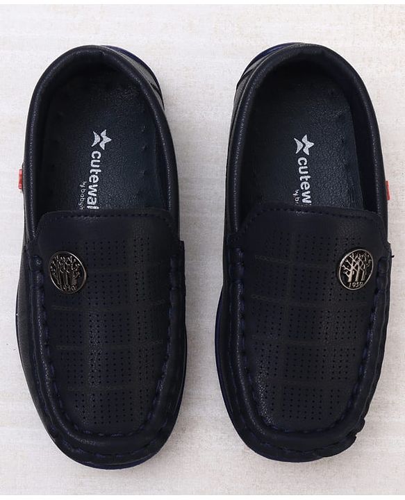 Cute Walk by Babyhug Slip On Formal & Party Wear Shoes With Applique - Navy Blue