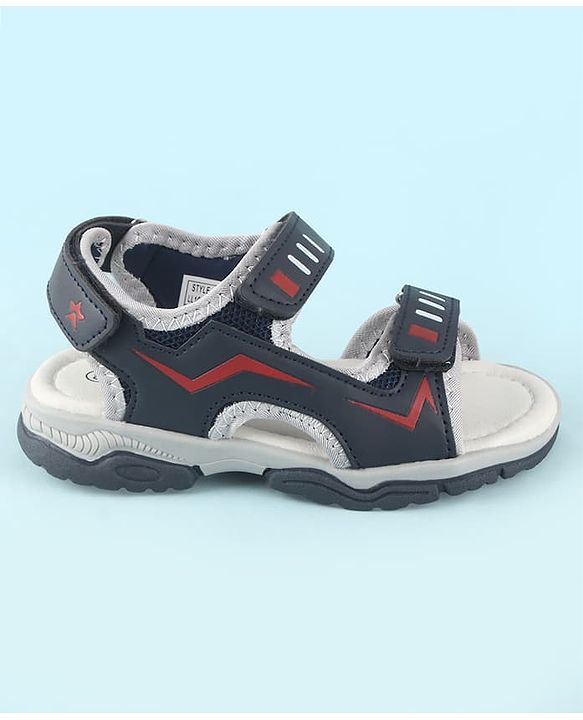 Cute Walk by Babyhug Velcro Closure Solid Sandals - Navy Blue