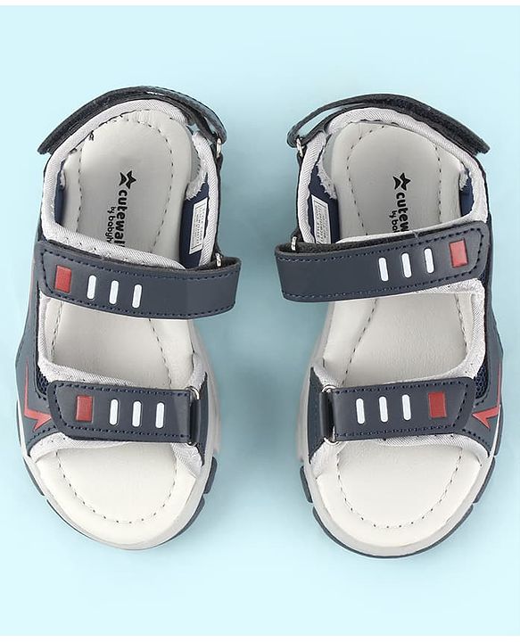 Cute Walk by Babyhug Velcro Closure Solid Sandals - Navy Blue