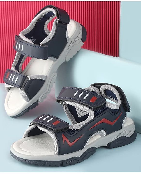 Cute Walk by Babyhug Velcro Closure Solid Sandals - Navy Blue