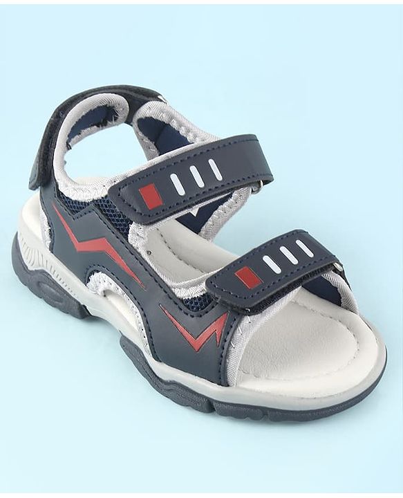 Cute Walk by Babyhug Velcro Closure Solid Sandals - Navy Blue