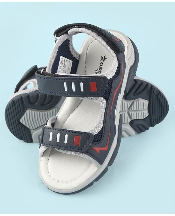 Cute Walk by Babyhug Velcro Closure Solid Sandals - Navy Blue