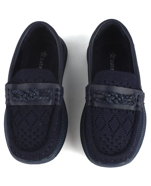 Cute Walk by Babyhug Slip on Formal & Party Shoes With Applique - Navy Blue