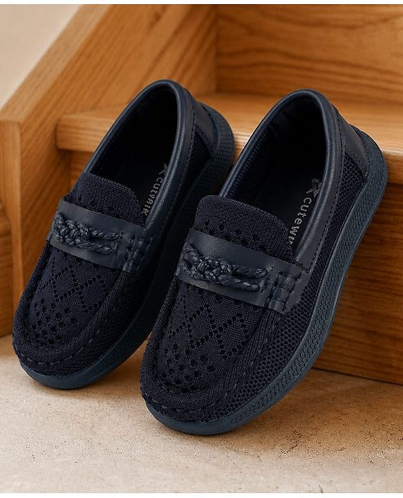 Cute Walk by Babyhug Slip on Formal & Party Shoes With Applique - Navy Blue