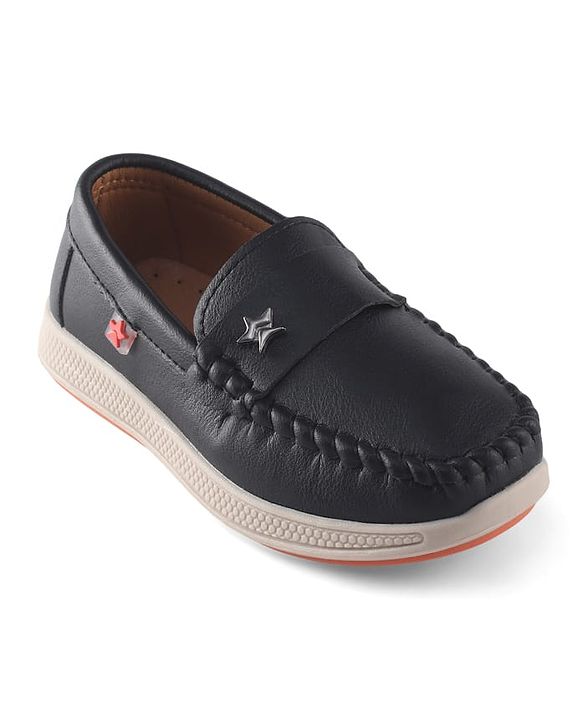 Cute Walk by Babyhug Slip On Party Wear Shoes With Star Applique - Black
