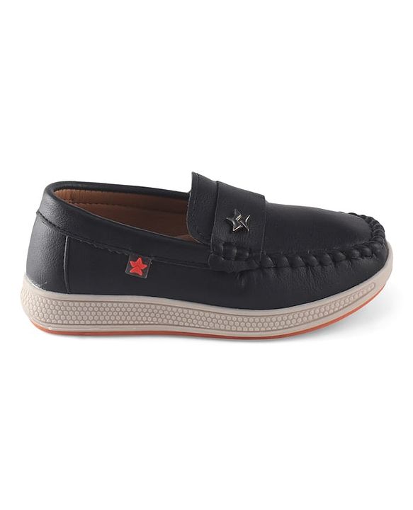 Cute Walk by Babyhug Slip On Party Wear Shoes With Star Applique - Black