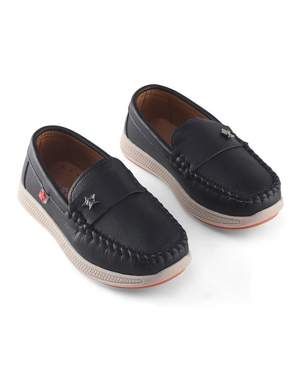 Cute Walk by Babyhug Slip On Party Wear Shoes With Star Applique - Black