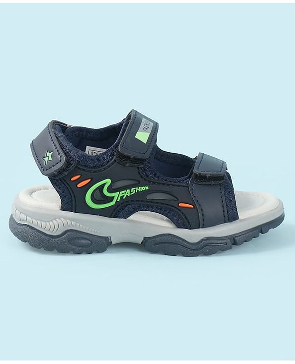 Cute Walk by Babyhug Velcro Closure Solid Sandal - Navy Blue