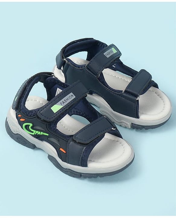 Cute Walk by Babyhug Velcro Closure Solid Sandal - Navy Blue