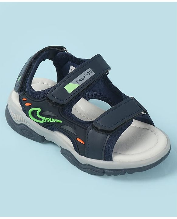 Cute Walk by Babyhug Velcro Closure Solid Sandal - Navy Blue