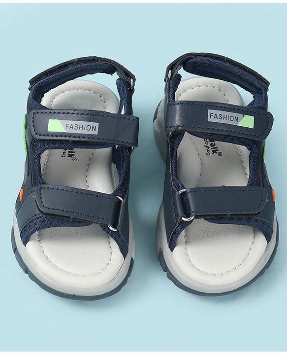 Cute Walk by Babyhug Velcro Closure Solid Sandal - Navy Blue