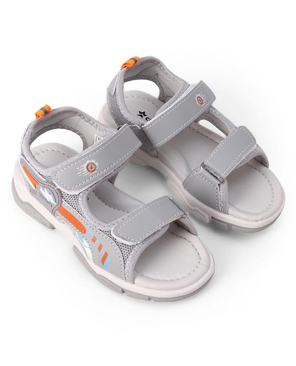 Cute Walk by Babyhug Velcro Closure Solid Sandal - Grey
