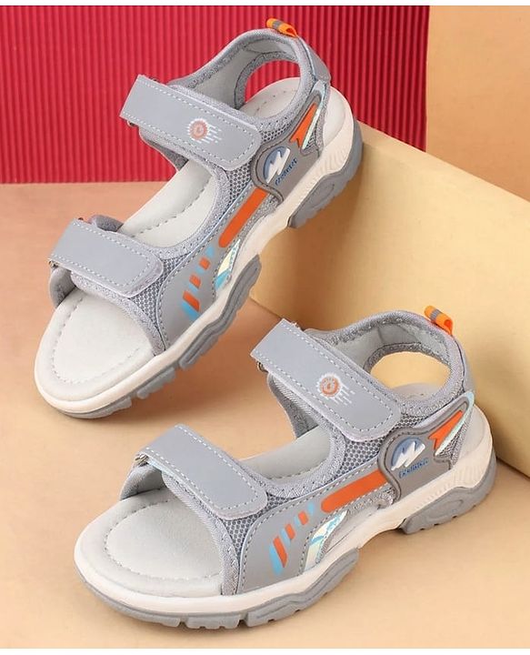 Cute Walk by Babyhug Velcro Closure Solid Sandal - Grey