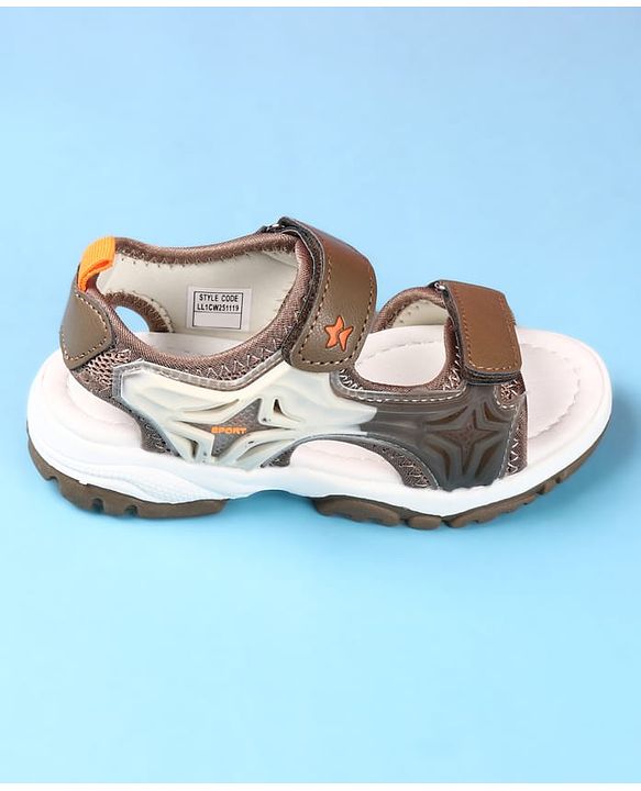 Cute Walk by Babyhug Velcro Closure Solid Sandal - Brown