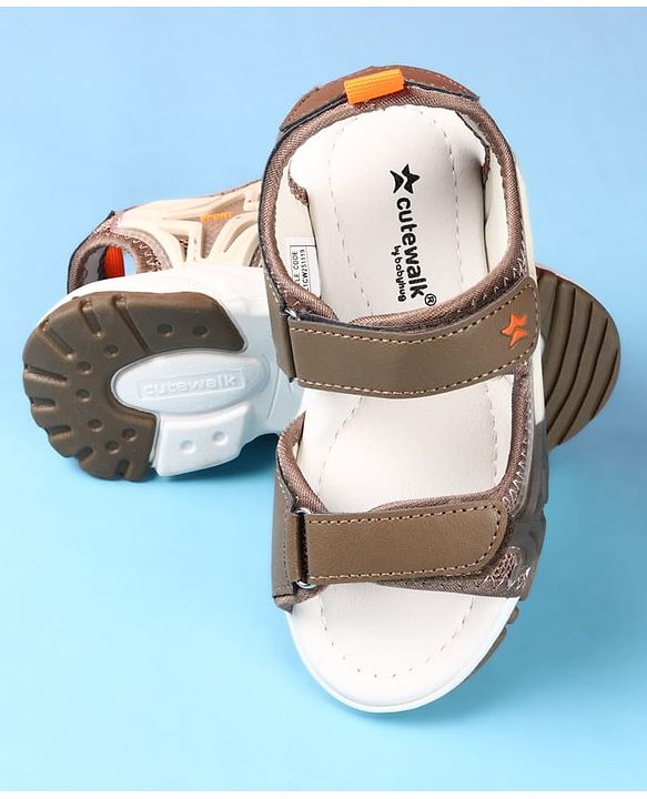 Cute Walk by Babyhug Velcro Closure Solid Sandal - Brown