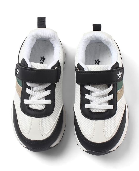 Cute Walk by Babyhug Velcro Closure Sneaker Shoes With Star Applique - Black