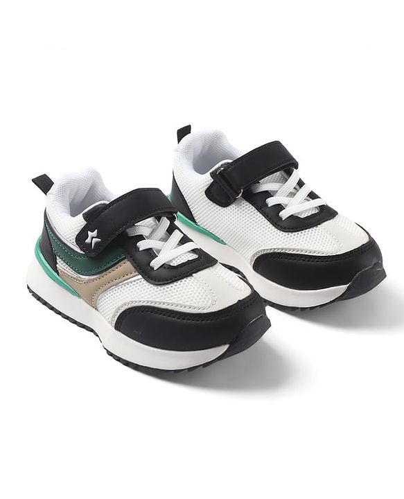 Cute Walk by Babyhug Velcro Closure Sneaker Shoes With Star Applique - Black