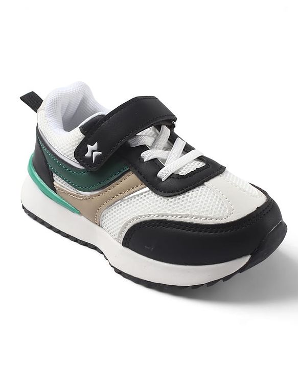 Cute Walk by Babyhug Velcro Closure Sneaker Shoes With Star Applique - Black