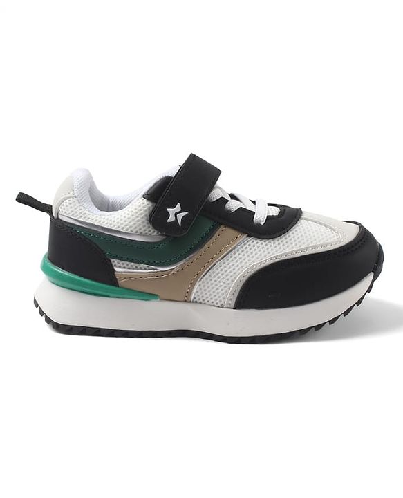 Cute Walk by Babyhug Velcro Closure Sneaker Shoes With Star Applique - Black