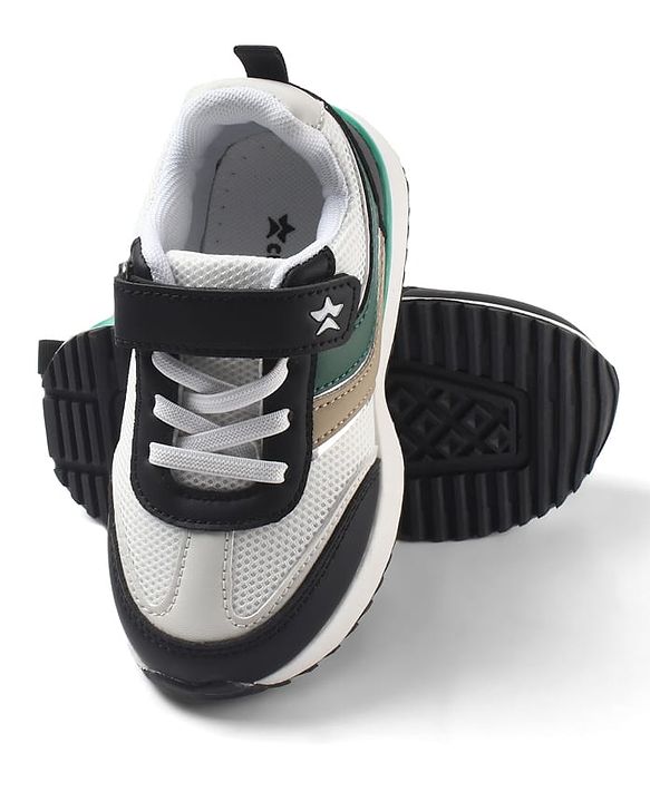 Cute Walk by Babyhug Velcro Closure Sneaker Shoes With Star Applique - Black