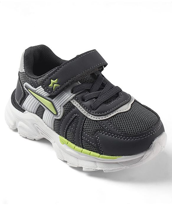 Cute Walk by Babyhug Velcro Closure Sneaker Shoes With Star Applique - Grey