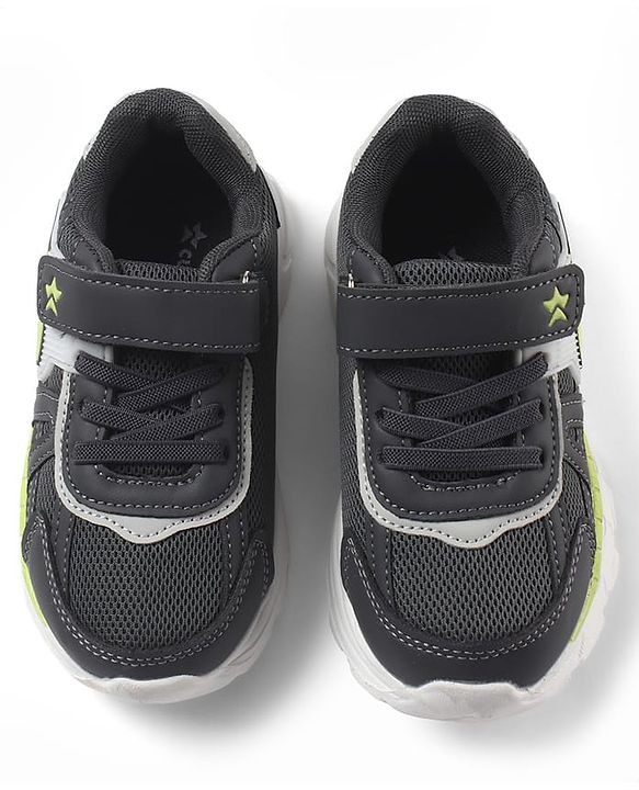 Cute Walk by Babyhug Velcro Closure Sneaker Shoes With Star Applique - Grey