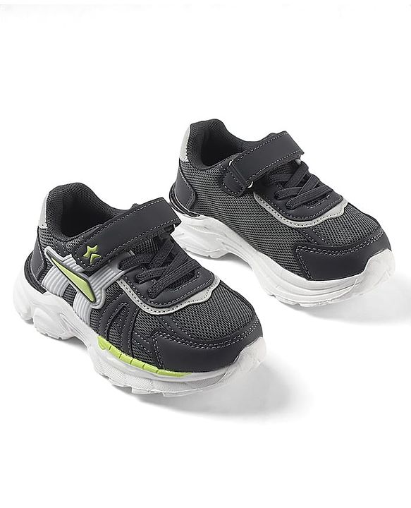 Cute Walk by Babyhug Velcro Closure Sneaker Shoes With Star Applique - Grey