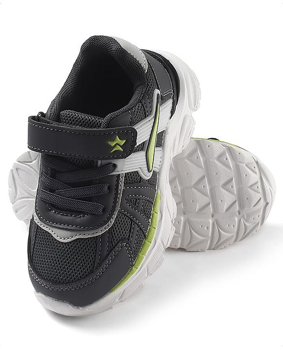 Cute Walk by Babyhug Velcro Closure Sneaker Shoes With Star Applique - Grey