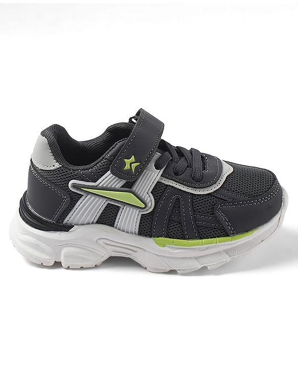 Cute Walk by Babyhug Velcro Closure Sneaker Shoes With Star Applique - Grey