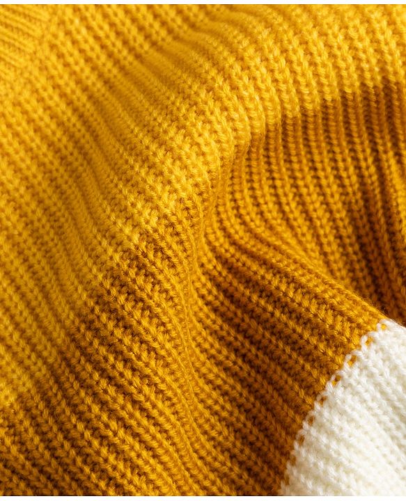 Pine Kids Knit Full Sleeves Colour Block Pullover - Yellow & Navy