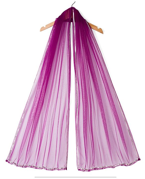 Pine Kids Cotton Woven Three Fourth Sleeves Kurti & Churidar Set With Dupatta & Floral Print - Purple