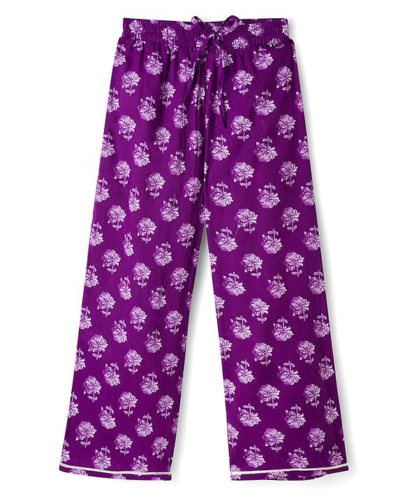 Pine Kids Cotton Woven Three Fourth Sleeves Kurti & Churidar Set With Dupatta & Floral Print - Purple