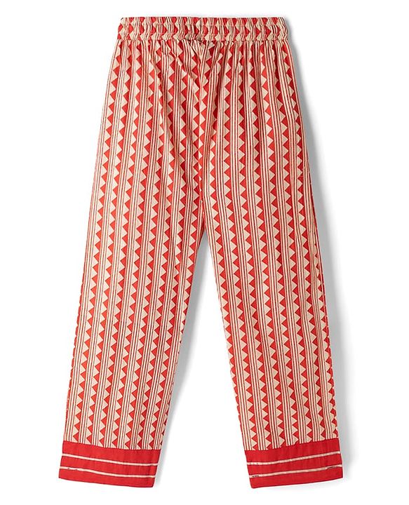 Pine Kids Cotton Woven Half Sleeves Floral Printed Kurti Churidar Set - Red