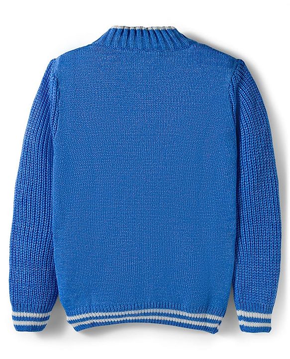 Pine Kids Cable Knit Front Open Sweater with Full Sleeves in Blue for 4-5 Years