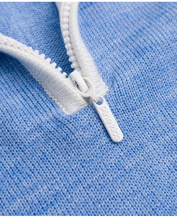 Pine Kids Knit Full Sleeves Solid Pullover Sweater - Light Blue