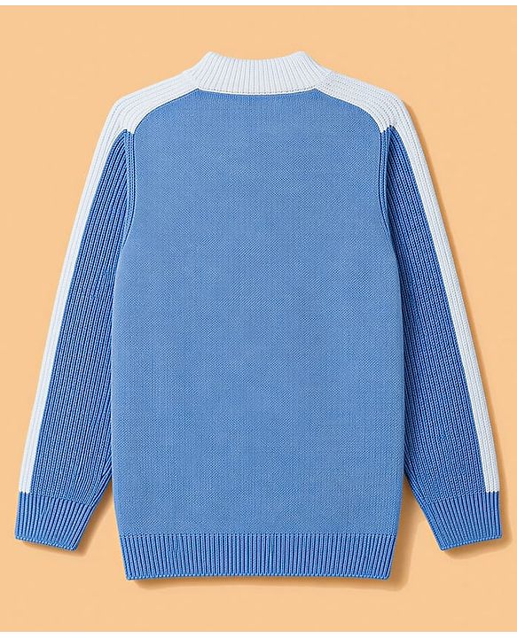 Pine Kids Knit Full Sleeves Solid Pullover Sweater - Light Blue