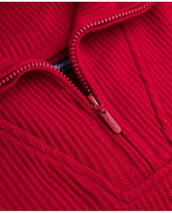 Pine Kids Knit Full Sleeves Striped Pullover Sweater- Red