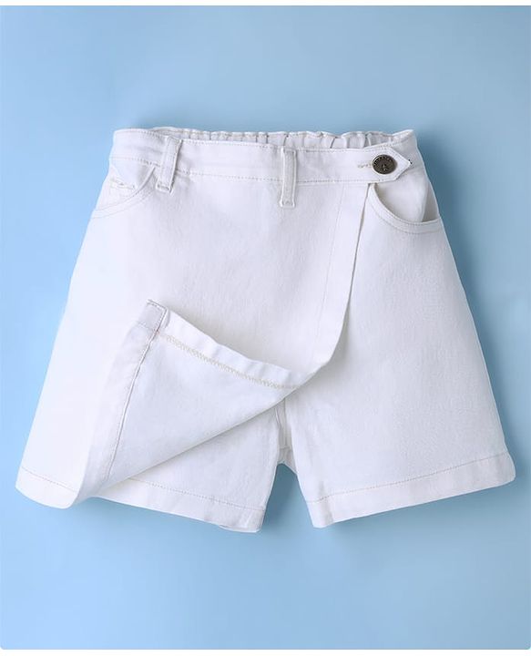 Pine Kids Denim Woven Skort with Knee Length in White