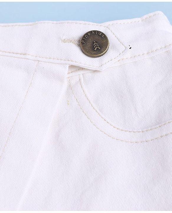 Pine Kids Denim Woven Skort with Knee Length in White