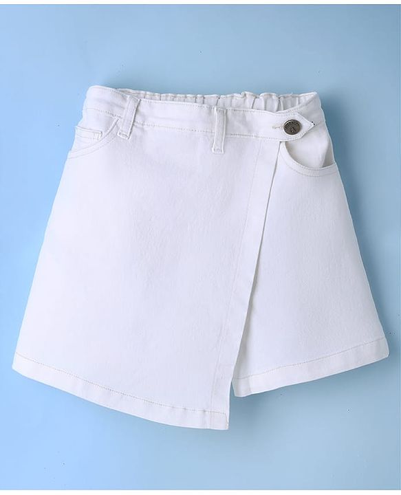 Pine Kids Denim Woven Skort with Knee Length in White